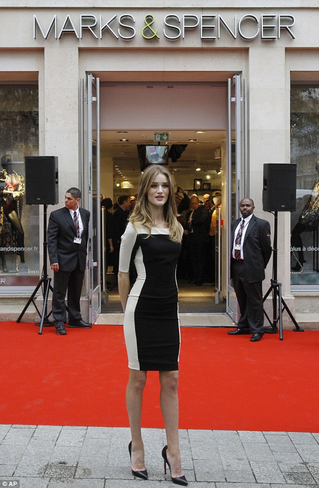 Rosie Huntington-Whiteley at opening of new Marks & Spencer in Paris