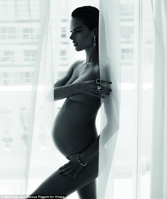 8 months pregnant Alessandra Ambrosio poses nude for Mert & Marcus
