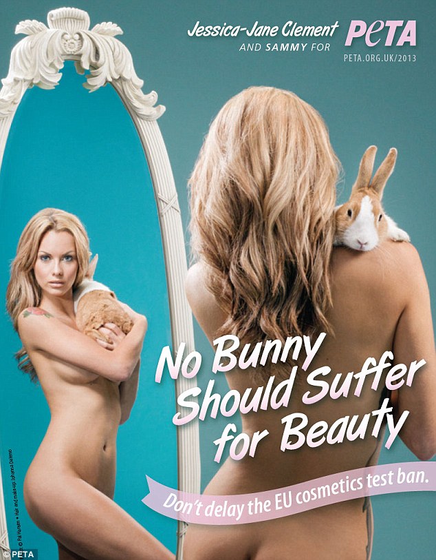 Jessica-Jane Clement strips for PETA ad