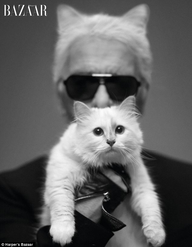Karl Lagerfeld and pet cat “Choupette.”