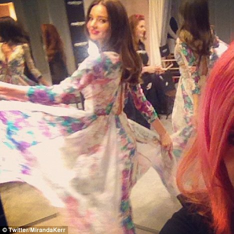 Miranda Kerr shows off sophisticated floral prints