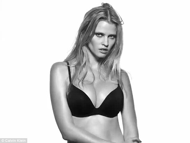 Lara Stone models Calvin Klein’s new push-up bra