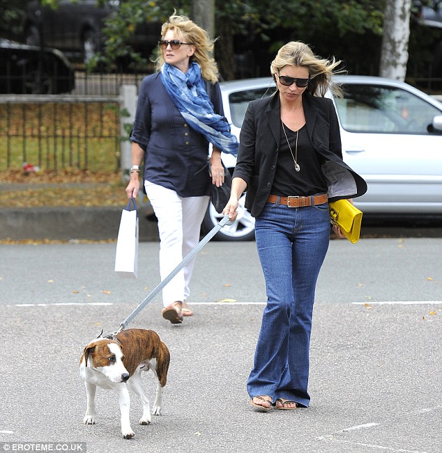 Kate Moss dresses down for walk with dog, Archie