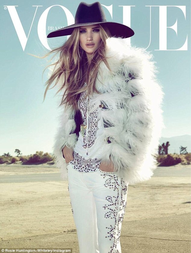 Rosie Huntington-Whiteley channels Elvis on cover of Vogue Brazil