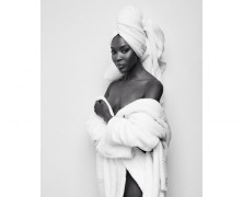 Naomi Campbell Wraps a Towel Over Her Head