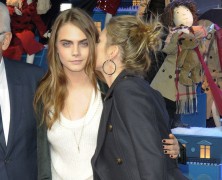 Cara Delevingne gets a kiss on the cheek from Kate Moss