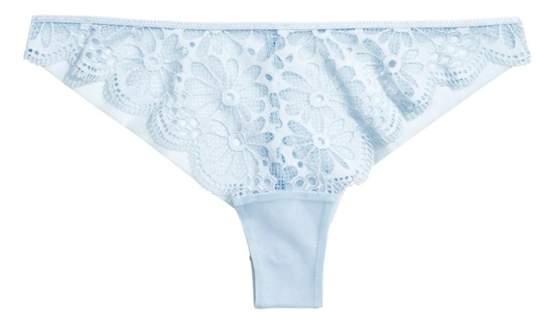 Baby blue lace hipster with floral detailing