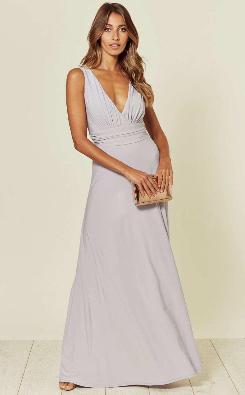 Lana Dove Grey Maxi Bridesmaid Dress
