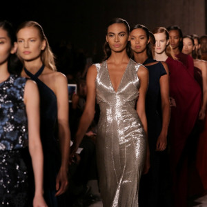 NEW YORK, NY - FEBRUARY 16:  Models walk the runway during the Zac Posen fashion show at Vanderbilt Hall at Grand Central Terminal on February 16, 2015 in New York City.  (Photo by Chelsea Lauren/Getty Images)