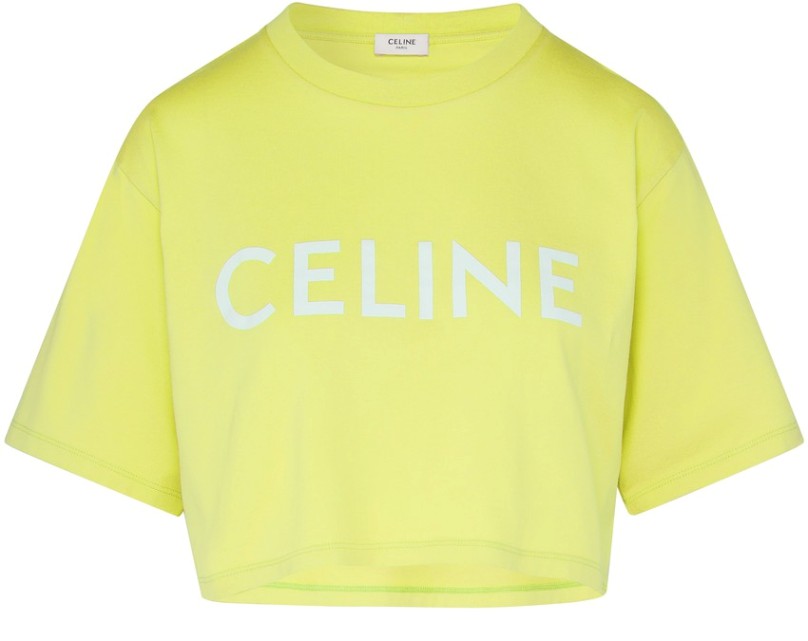 Cropped Celine t-shirt in cotton fleece citrus