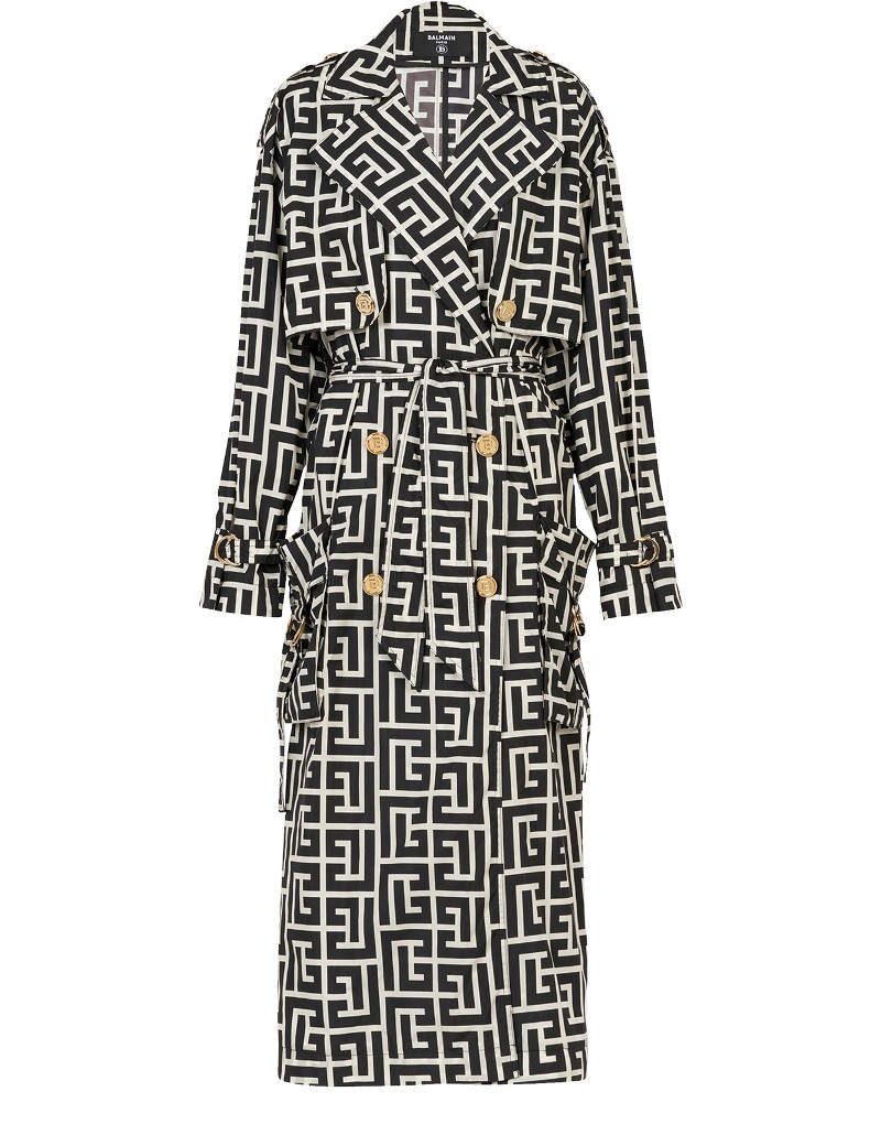 Balmain Print Monogram Trench Coat